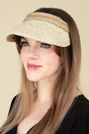 Amici Delilah Stroh-Sonnenvisier in Beige und Gold