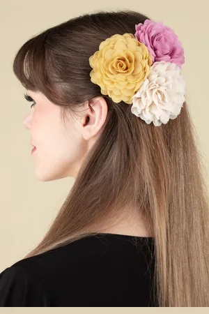 Urban Hippies Haarblumen-Set in Creme, Venedig Gelb und Cool Blush