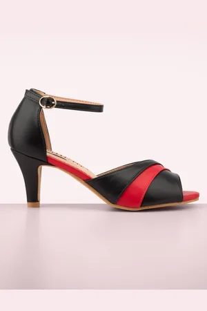 Banned Retro April Dazzle Peeptoe Pumps in Schwarz und Rot