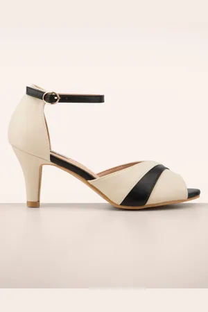 Banned Retro April Dazzle Peeptoe Pumps in Schwarz und Creme