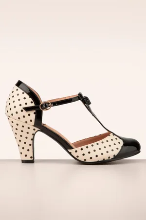 Banned Retro Kelly Lee Pumps mit T-Strap in Schwarz und Blush