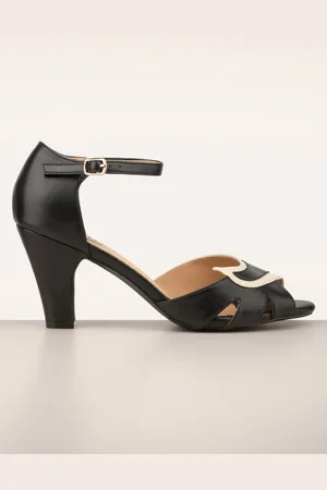 Banned Retro Mable Peeptoe Pumps in Schwarz