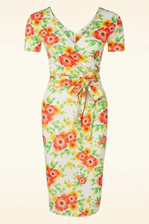 Vintage Chic Evie Floral Etuikleid in Orange