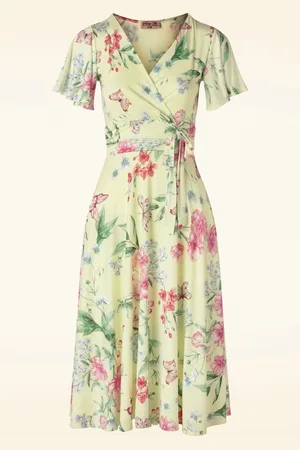 Vintage Chic Blaire Butterfly Swing Kleid in Gelb