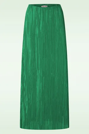 Vintage Chic Lilly Plissierter Maxirock in Smaragdgrün