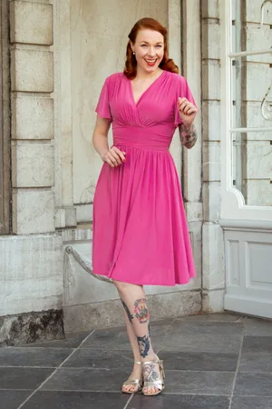 Vintage Chic Sadie Slinky Swing Kleid in Pink