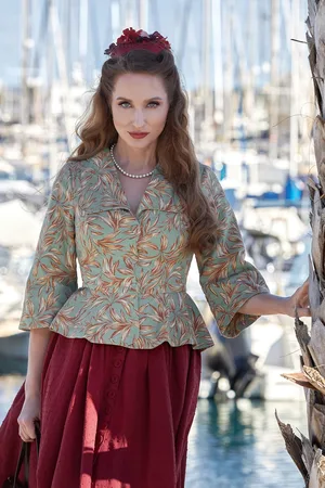 Miss Candyfloss Palma Siren Leinen Blazer in Mintgrün