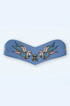 Banned Retro Marilou Schwalben Gürtel in Hellblau Denim