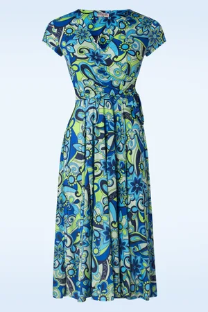 Vintage Chic Layla Blumen-Swingkleid in Türkis