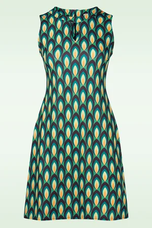 Vintage Chic Sammi Retro A-Linien Kleid in Multi.