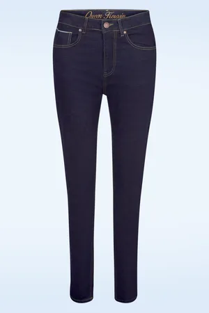Queen Kerosin Betty Red Selvedge Skinny Jeans in Dunkelblau