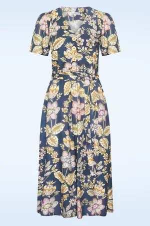 Very Cherry Magnolia Flower Kleid in Lily Havanna