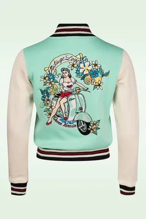 Queen Kerosin College Jacke Vintage Love in Mint