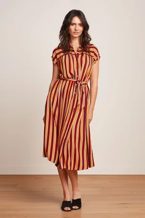 King Louie Amy Giverny Midi-Kleid in Rot