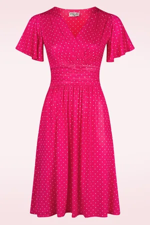Vintage Chic Sadie Dots Swing Kleid in Rosa