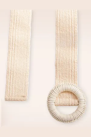 Smashed Lemon Rue Raffia Gürtel in Sand