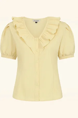 Banned Retro Madeline Rüschenbluse in Pastellgelb