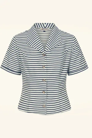 Banned Retro Gloria Sea Bluse in Marineblau und Off White