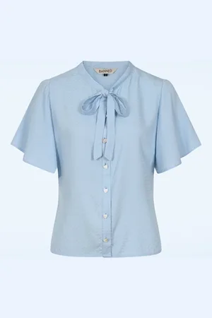 Banned Retro May Wave Bluse in Hellblau