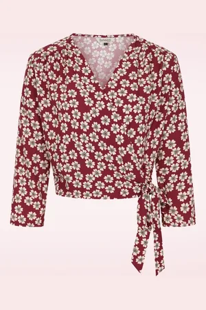 Banned Retro Gracie Blossom Wickelbluse in Rot