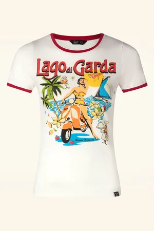 Queen Kerosin Lago di Garda T-Shirt in gebrochenem Weiß
