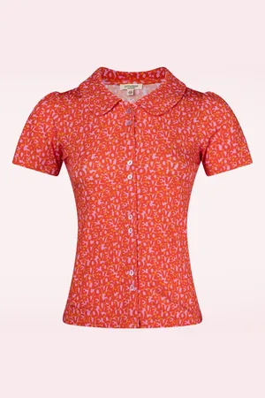 Princesse Nomade Leona Love Bluse in Orange und Pink