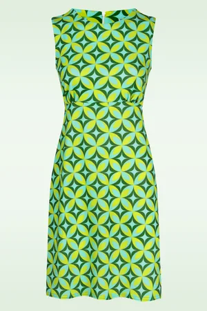 Vintage Chic Betty Geometric Kleid in Limettengrün