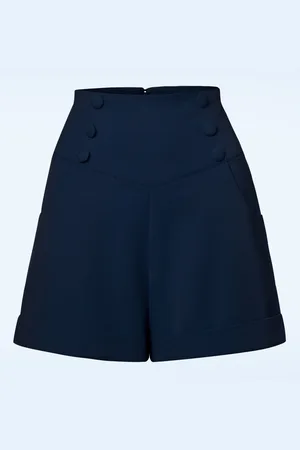 Banned Retro Niedlich wie ein Knopf Shorts in Marineblau
