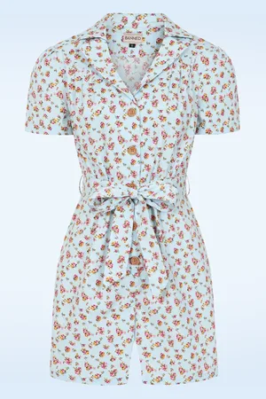Banned Retro Flora Playsuit in Himmelblau.