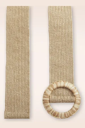 Smashed Lemon Raffia Gürtel in Sand