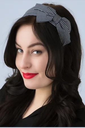 Banned Retro Genevieve Bow Haarband in Marineblau