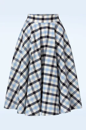 Banned Retro Sea Blue Check Rock in Marineblau