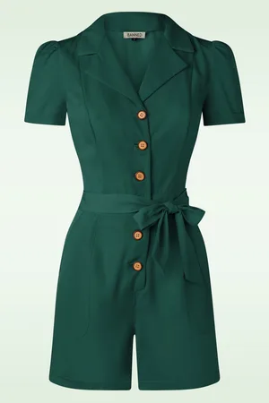 Banned Retro Viola Playsuit in Dunkelgrün