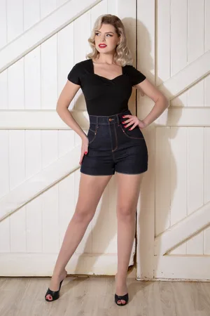 Rock-a-Booty Pepper Shorts aus dunklem Denim