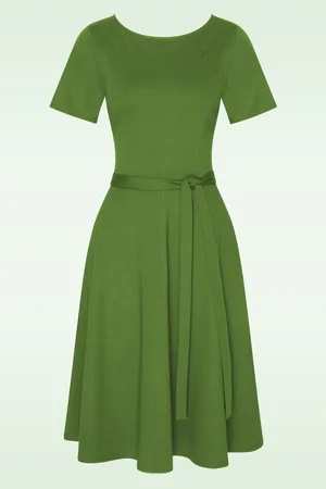 Very Cherry Ballerina Kurzarmkleid in Olive Punty