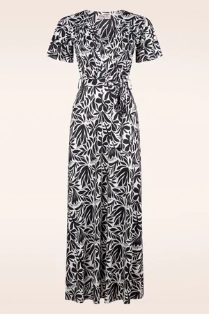 Vintage Chic Tammy Abstract Maxikleid in Schwarz und Weiß
