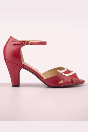 Banned Retro Mable Peeptoe Pumps in Rot