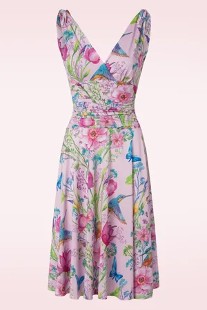 Vintage Chic Grecian Floral Swing Kleid in hellem Rosa