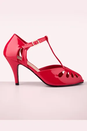 Banned Retro Secret Love Sandalen in Lippenstiftrot