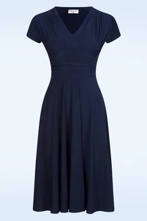 Vintage Chic Sarah Slinky Swing Kleid in Marineblau