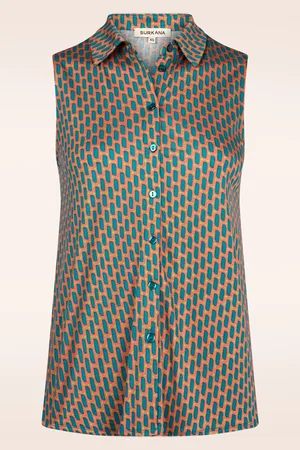 SURKANA Eden Sleeveless Bluse Top in Türkis