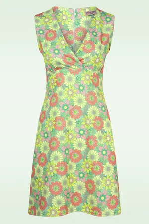 Vintage Chic Marion Floral Kleid in Grün und Multi