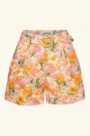 Glamorous Selia Wallpaper Floral Shorts in Gelb