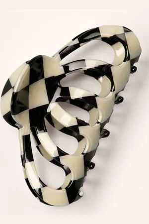 Banned Retro Check Me Out Haarklammer in Schwarz und Elfenbein