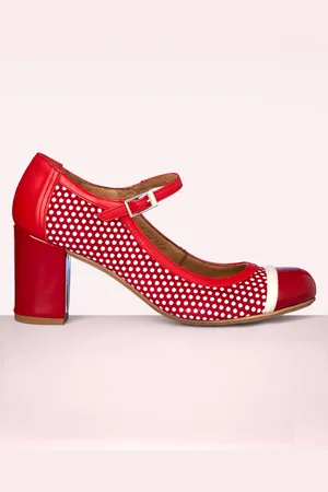 Nemonic Charol Leder Mary Jane Pumps in Rot