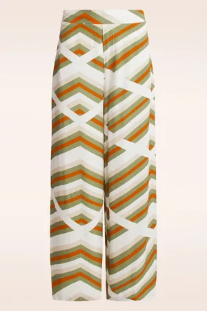 Smashed Lemon Terri Wide Leg Hose in Weiß und Multi