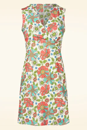 Vintage Chic Marion Floral Dress in Cream and Multi