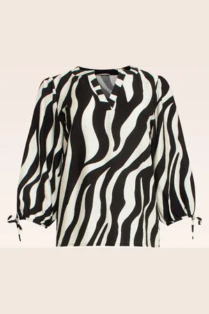 Smashed Lemon Zoë Zebra Bluse in Off White und Schwarz