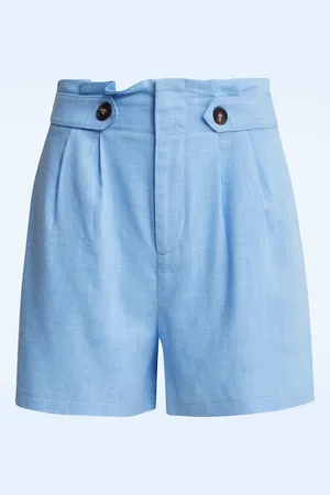 Smashed Lemon Raina Linnen Blend Shorts in Hellblau.