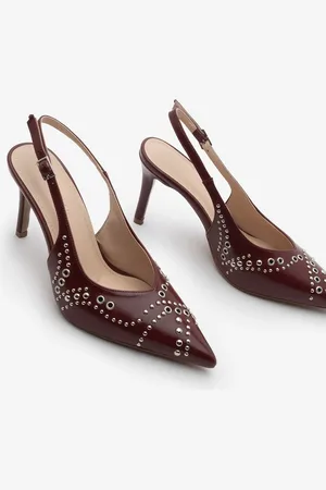 Marjin Stiletto Spitze Zehe Troked Stapled Slingback Schuhe Lorfi Burgundy - 39